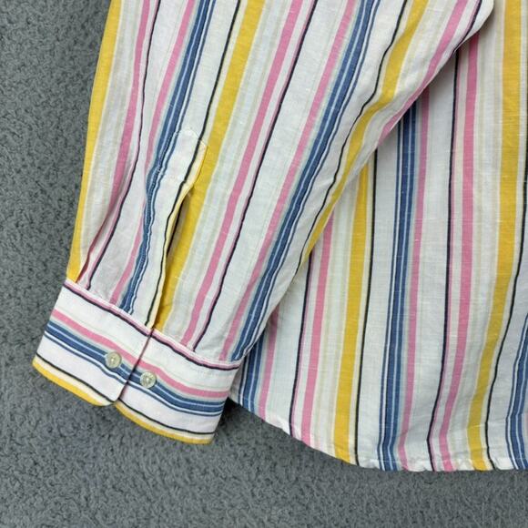 Ralph Lauren Linen Top 2X Lagenlook Beachy Preppy Natural Stripe Boxy Roomy LRL - Picture 11 of 13